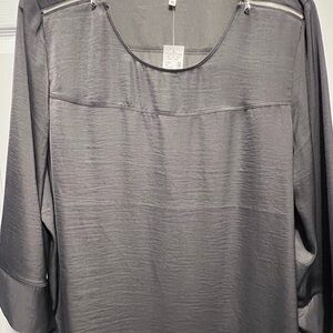 Maurices Charcoal Blouse with Zipper Detail